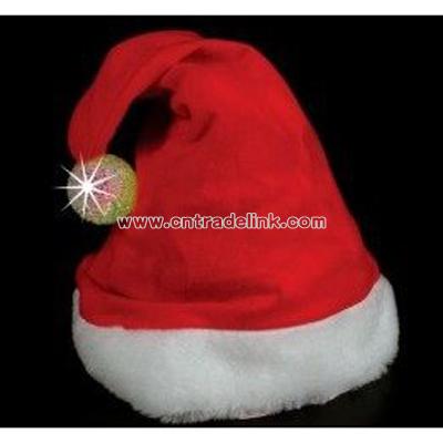 Flashing Red & Green Sparkle Ball Santa Hats