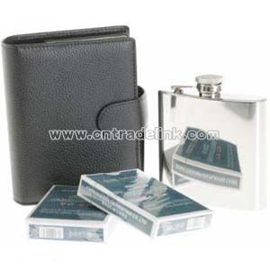 Flask And Playing Card Set
