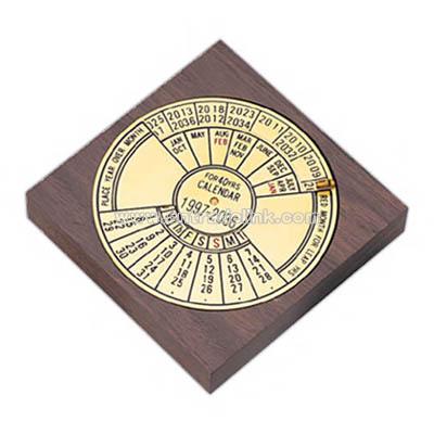 Forty year calendar with wooden base