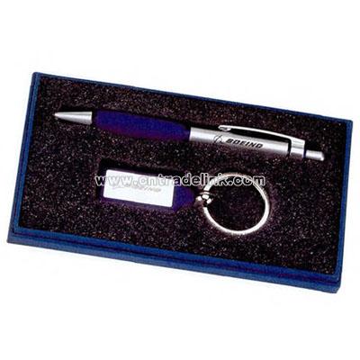 Gift set with key chain and pen