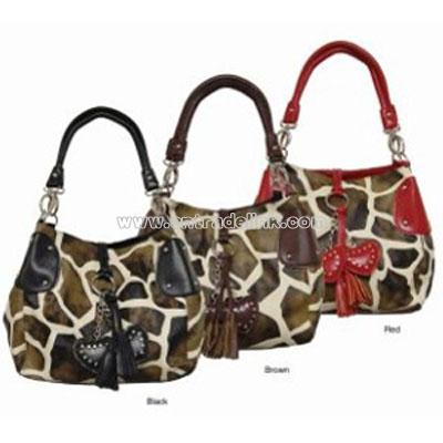 Giraffe Print Double Strap Handbag