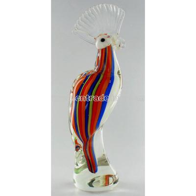 Glass Parrot Cockatiel Bird Statue Figurine