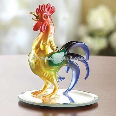 Glass Rooster Figurine
