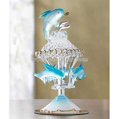 Glass Sculpture Color Dolphins Carousel