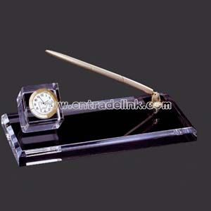 Glass clock and pen