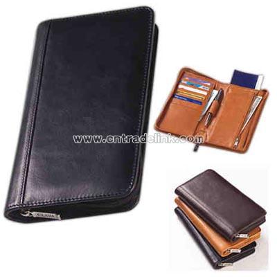 Glazed leather passport wallet