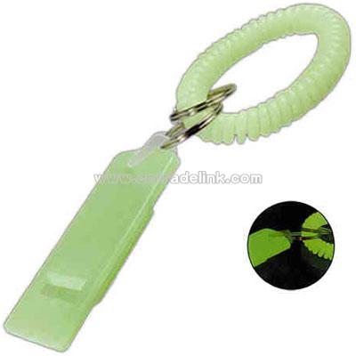 Glow in the dark spiral wrist coil with flat whistles