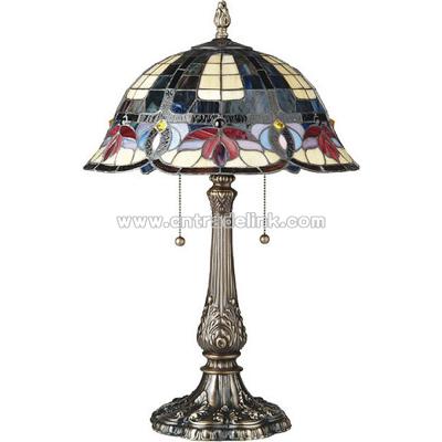 Godiva Tiffany Table Lamp Antique Brass