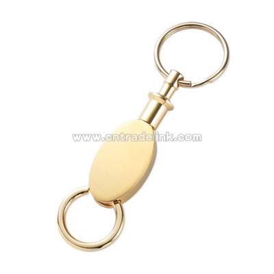 Gold Oval Double Valet Key Chain