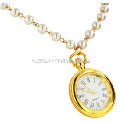 Gold Pearl Necklace (Watch Pendant)