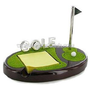 Golf Clock Note Pad and Pen Desk Set