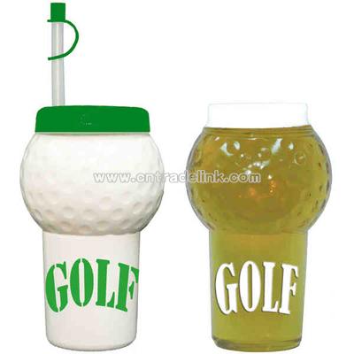 Golf ball cup with optional straight straw