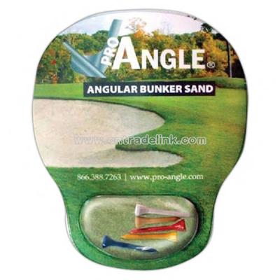 Golf tee full color mouse pad with fun filled wrist cushion