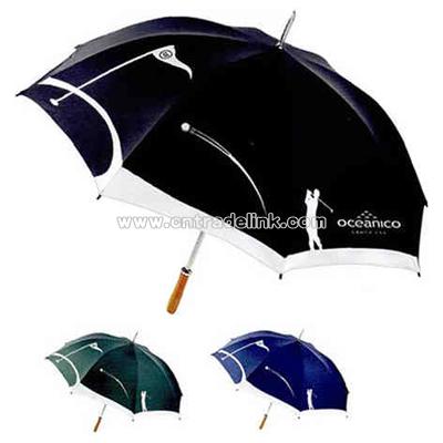 Golf umbrella with metal shaft and wooden handle