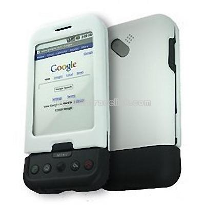 HTC T-Mobile G1 Google Cell Phone 2 Tone White and Black Rubberize Textured Snap-On Case Cover