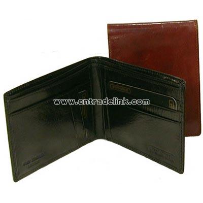 Hand stained Italian leather executive slim billfold wallet