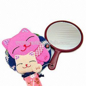 Handle Mirror with Belt and Lovely Cats