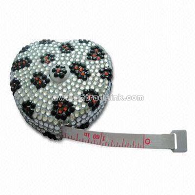 Heart shape Measuring Tape with Rhinestones and Keychain