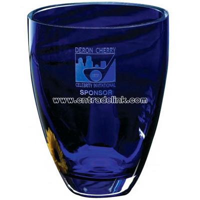 Heavyweight handcrafted cobalt glass ovation vase