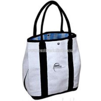 Imprinted Blue Wide Stripe Tote Bag