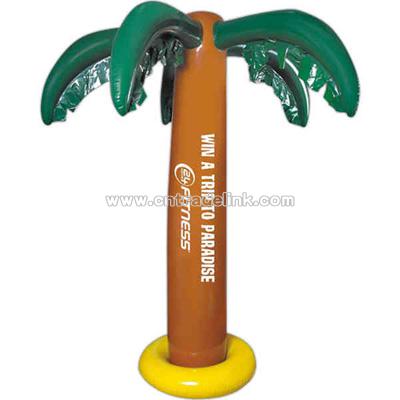 Inflatable brown palm tree with green leaves