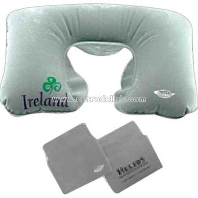 Inflatable contoured travel neck rest pillow