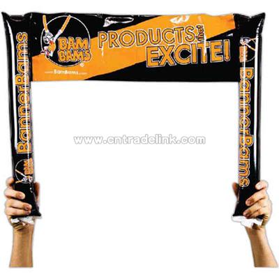 Inflatable noisemakers with attached banner