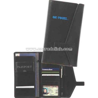 Italian calf simulated leather travel wallet