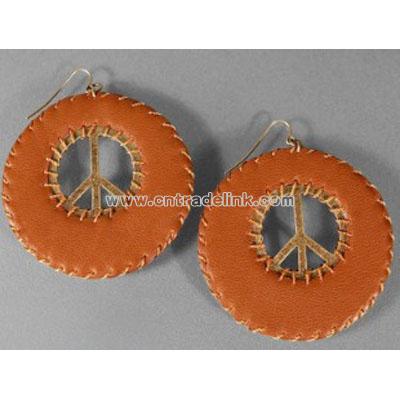Jessica Simpson Brown Leather Peace Earrings