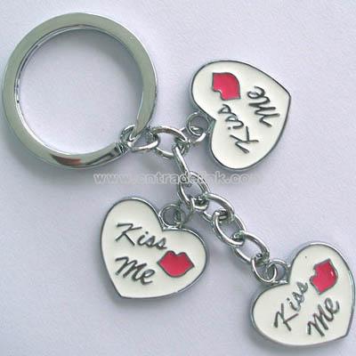 Key Chain with 3 Heart Charms