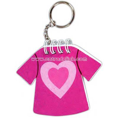 Key chain with t-shirt shaped notepad