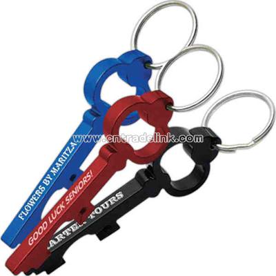 Key shaped bottle opener key ring