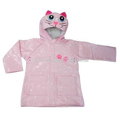 Kid's Pink Kitty Cat Raincoat / Slicker