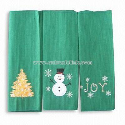 Kitchen Towel with Christmas Embroidered Design