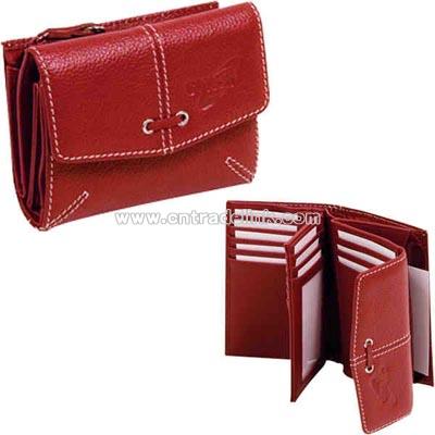 Ladies' genuine leather tri-fold wallet
