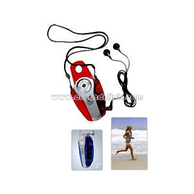 Lanyard sport radio with ear buds, belt clip and LED light