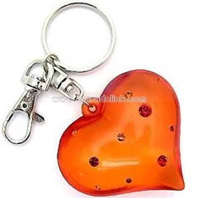 Large Clear Red Crystal Heart Key Chain Charm