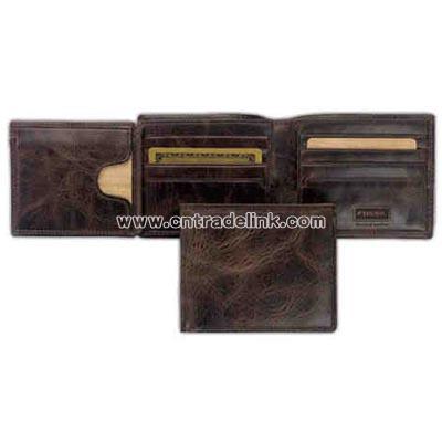 Leather bi-fold traveler wallet