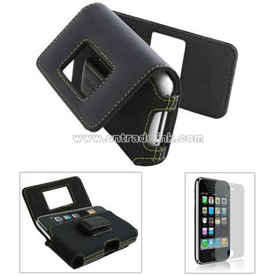 Leather iPhone 3G 3GS Pouch with Screen Protector