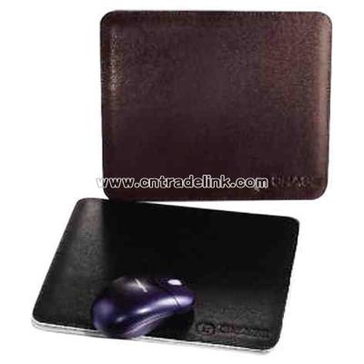 Leather mouse pad with french-turned and perimeter-stitched edges