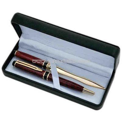 Letter opener and ballpoint pen set in a gift box