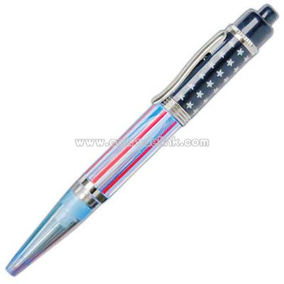 Light up patriotic flag pen with blue LED light