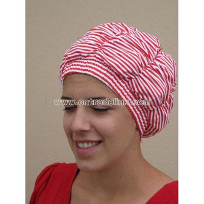 Luxury Shower Cap - Red with White Stripes