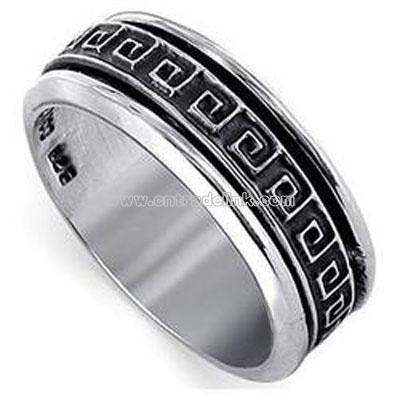 Maze Sterling Silver Metal Spin Band Ring