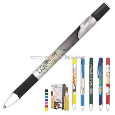 Media Clic (TM) - Ballpoint pen with innovative retracting mechanism and comfortable gripping section