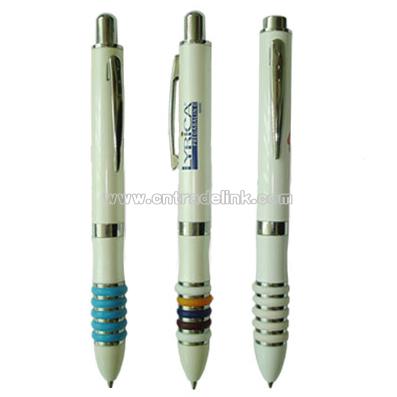 Metal Ball Pen with Five Rubber Ring Grip