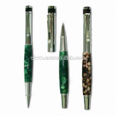Metal Roller Pen with Acrylic Color Match Grip and Pen Header