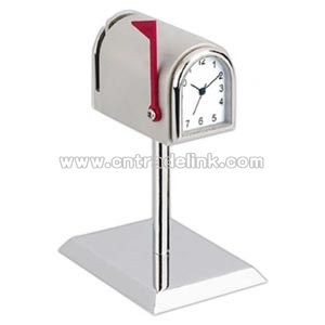 Metal mailbox clock with memo clip