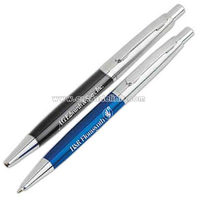 Metal pen with silver trim and clip