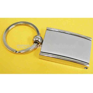 Metal rectangular key ring with photo frame and mirror